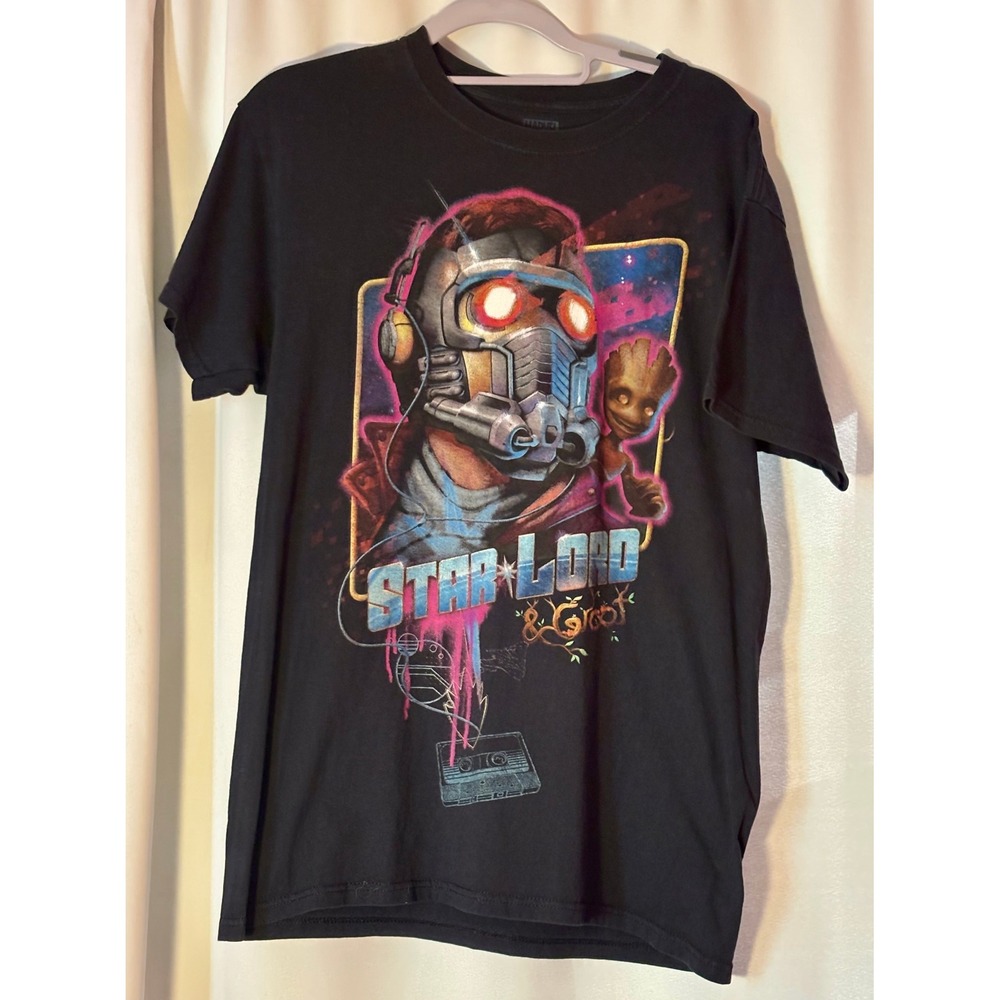 Marvel Star Lord Groot Guardians of the Galaxy Shirt Mens M Loot Crate Black